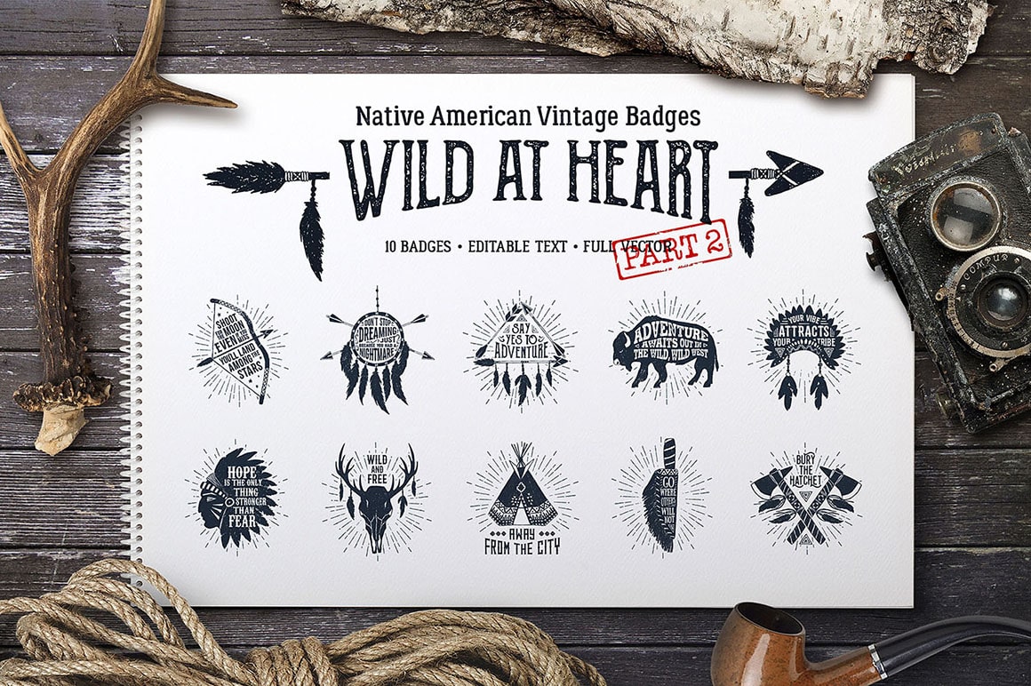 Wild at Heart - 10 Vintage Badges Part 2