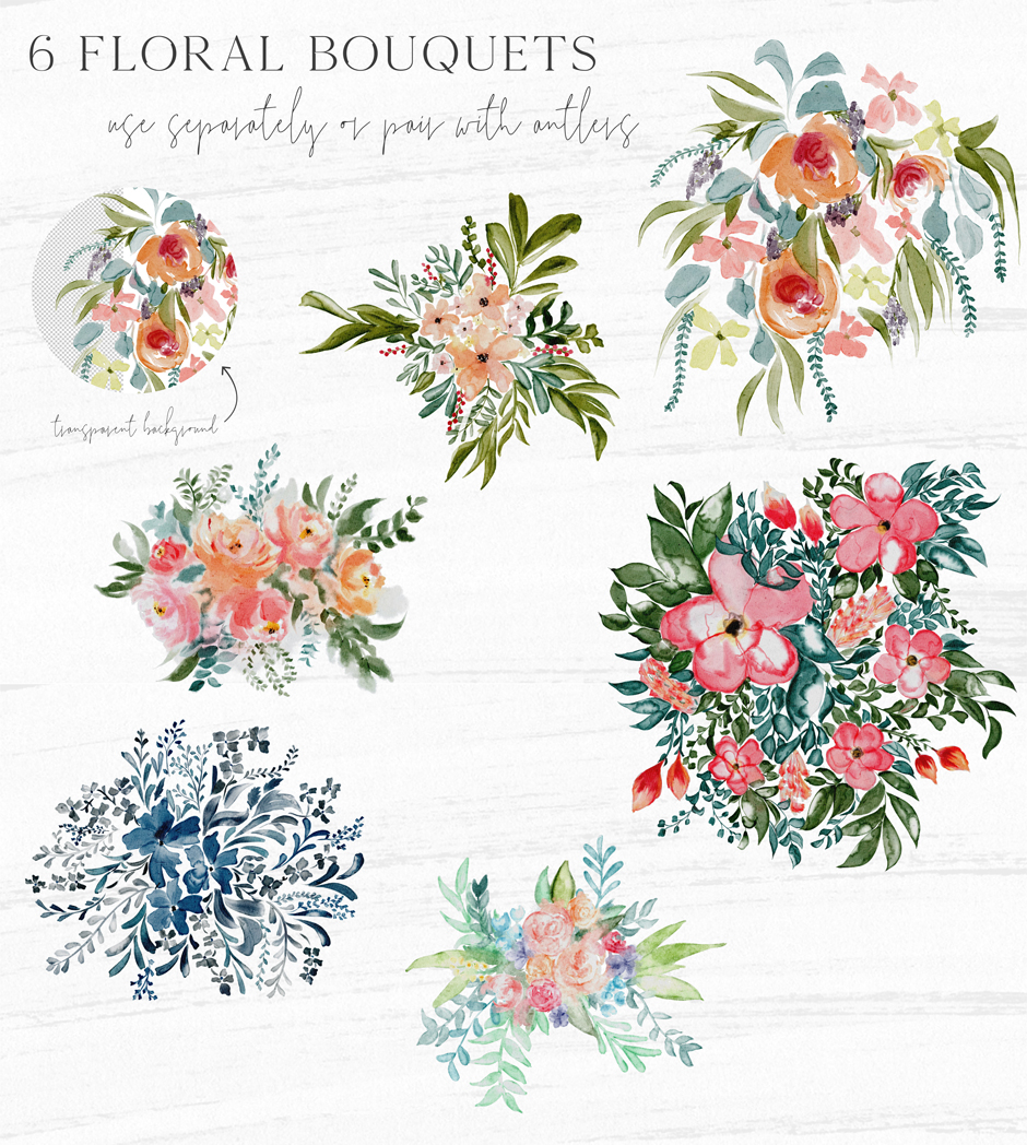 Antlers & Florals Graphic Collection
