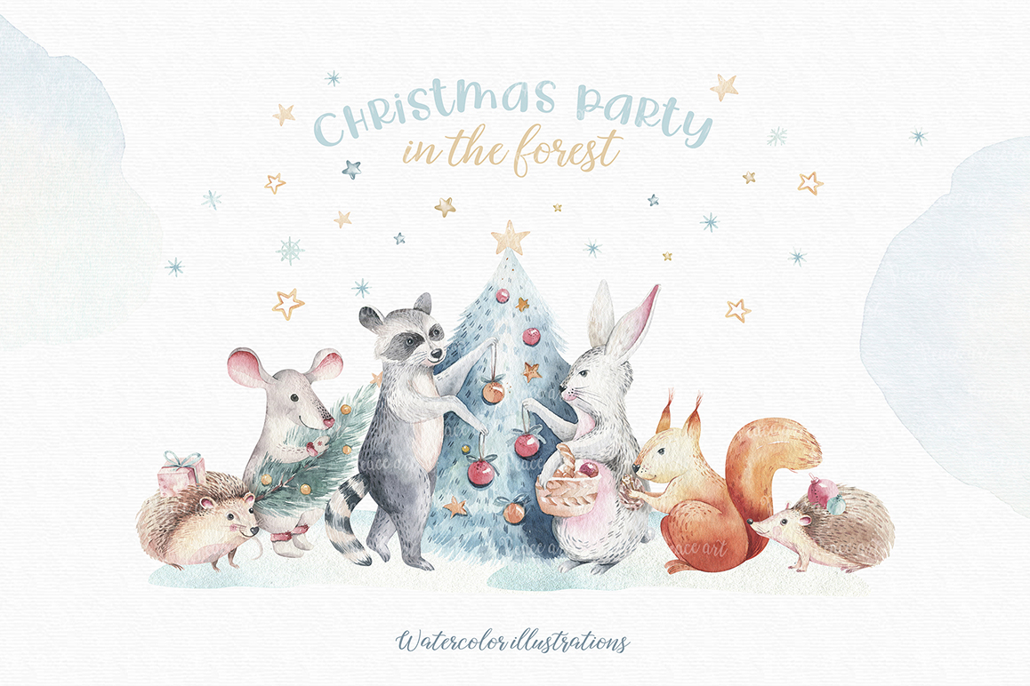 Christmas Party in the Forest - Winter Animals
