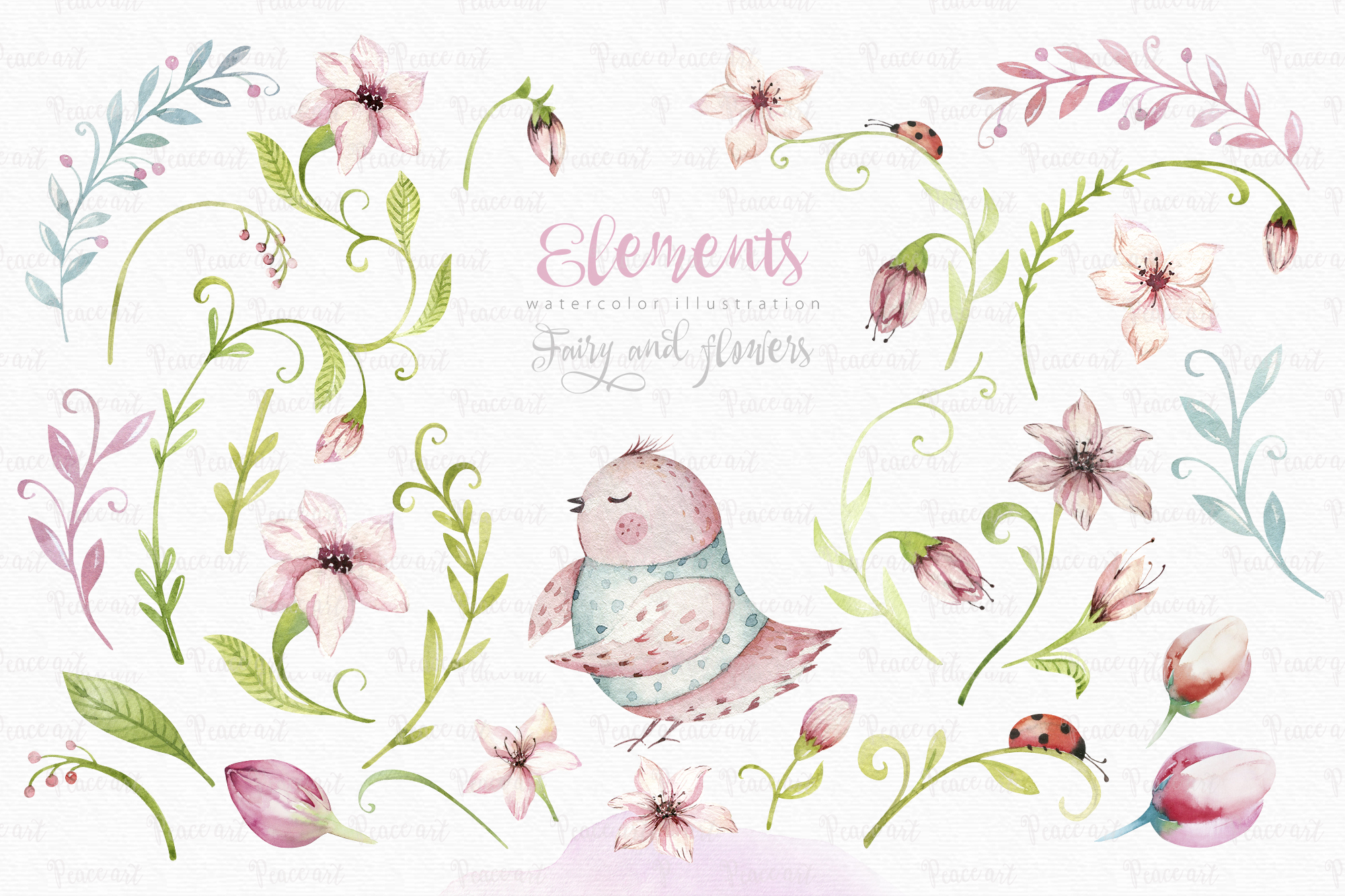 Fairy and Flowers Magic Watercolor Collection