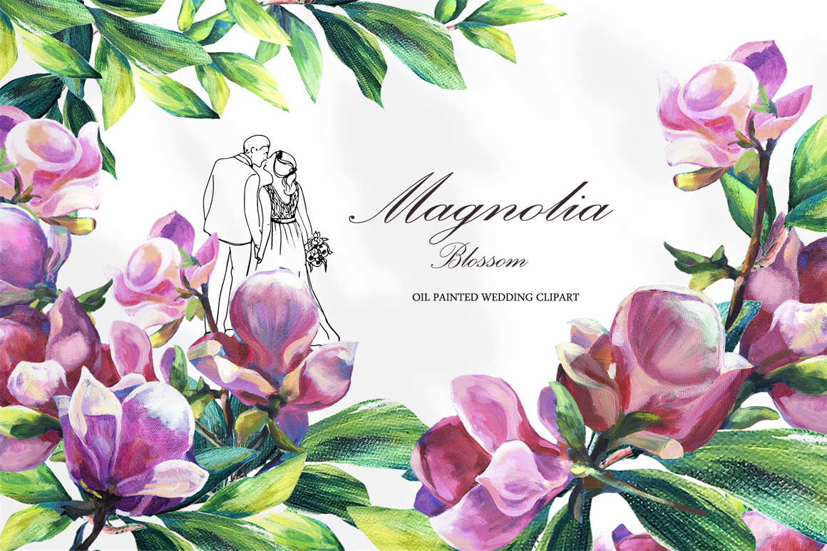 Magnolia Blossom Wedding Floral Clipart