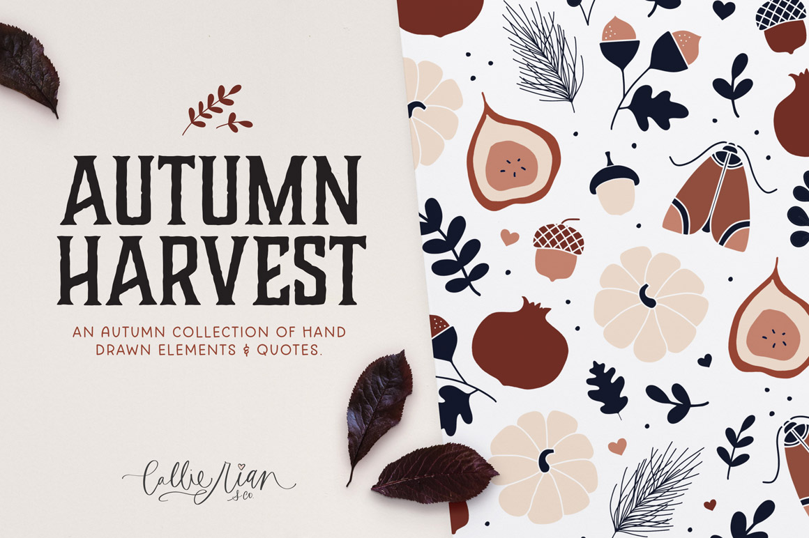 Autumn Harvest Lettering & Elements