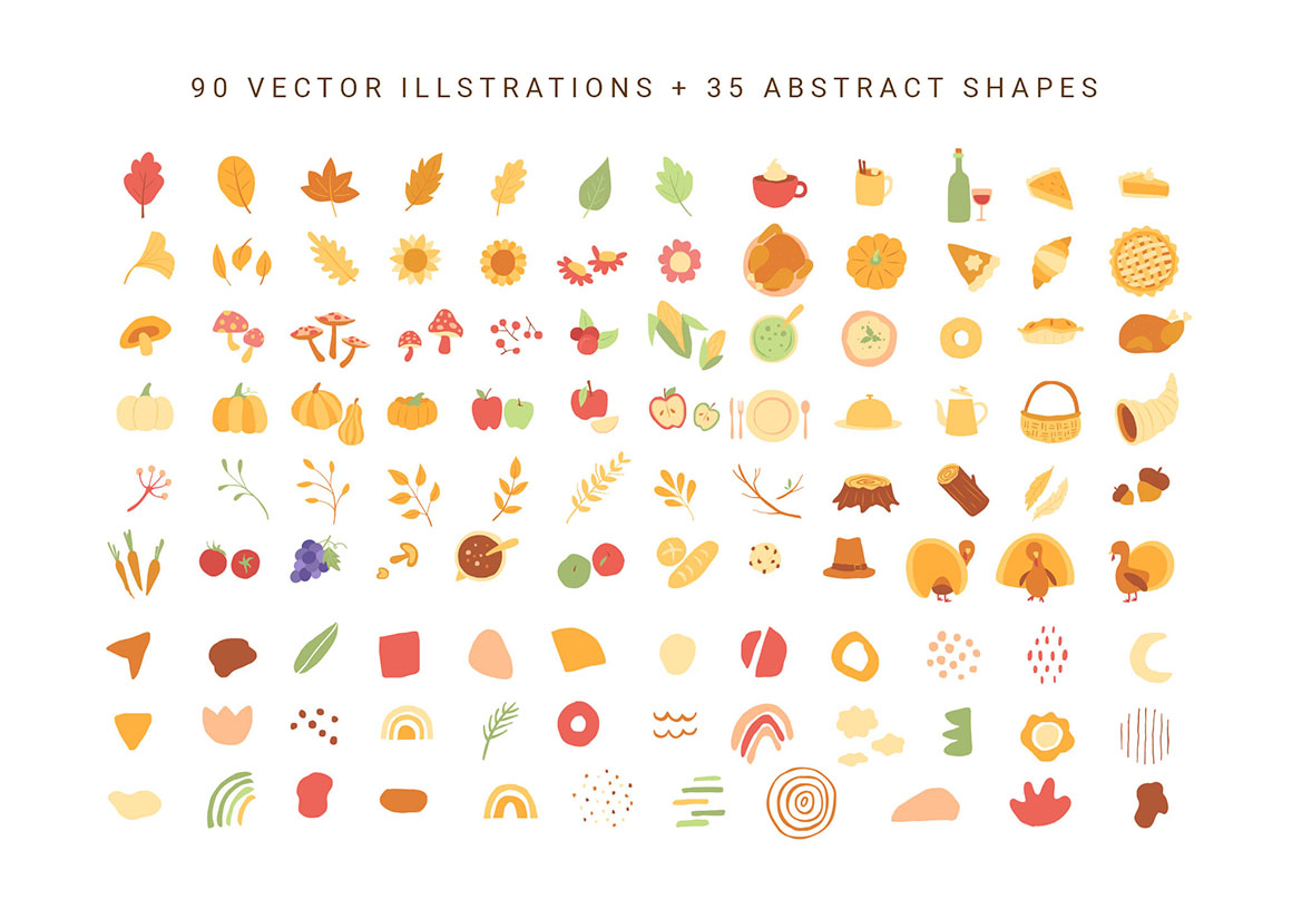 Thanksgiving Vector Illustrations & Graphics Pack