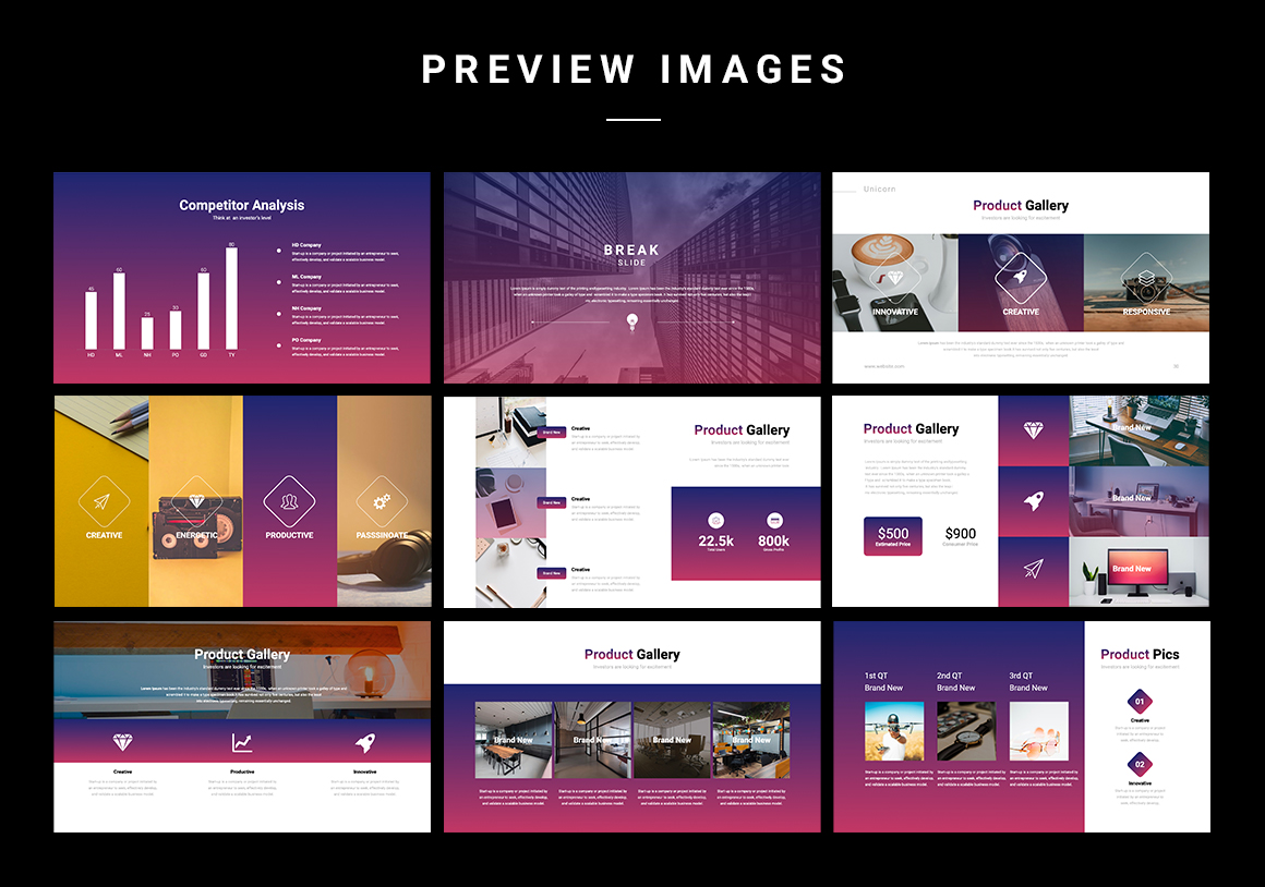 Unicorn Startup Pitch Deck Powerpoint Template
