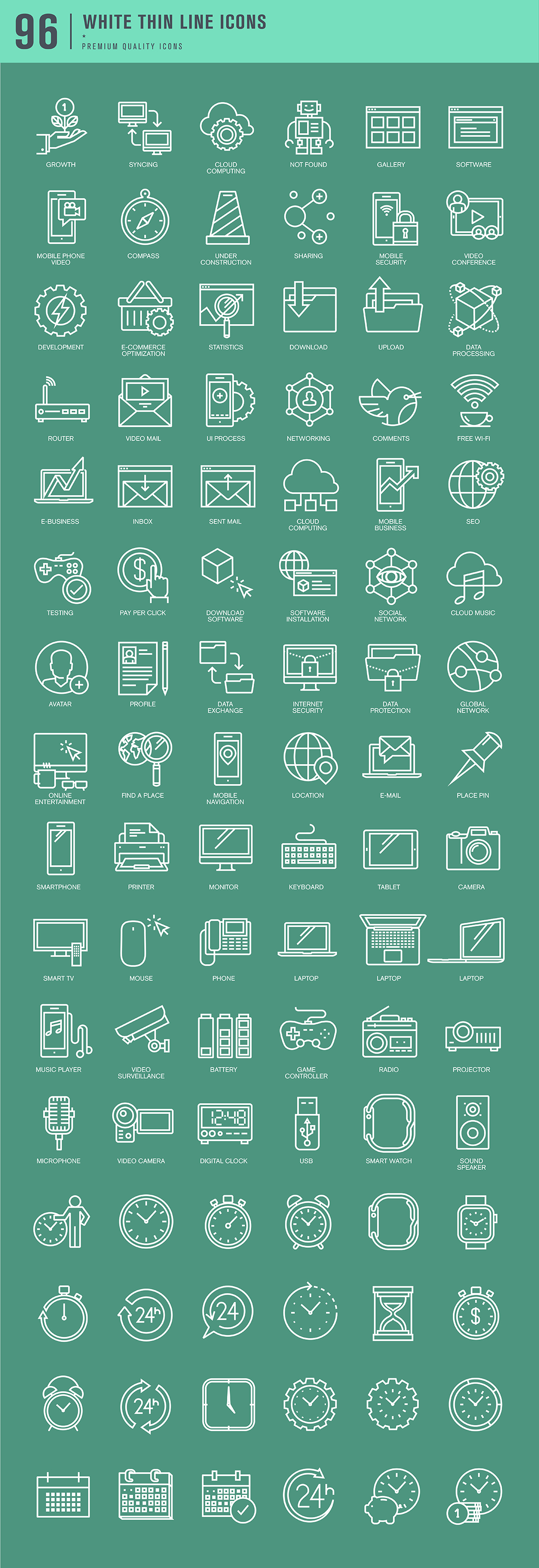Set of Thin Line Icons for Business and Technology