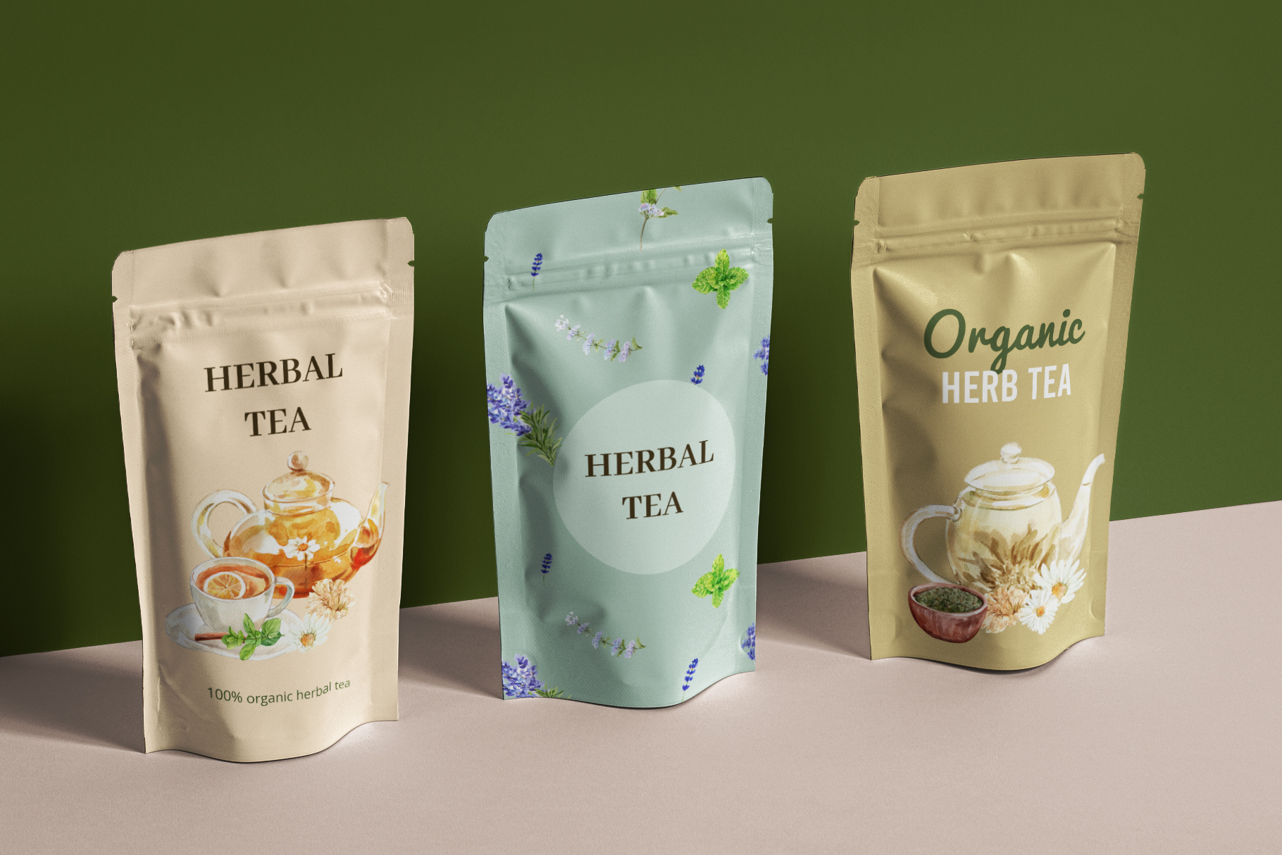 Tea Time with Herbal Tea for Health Watercolor Set - Design Cuts