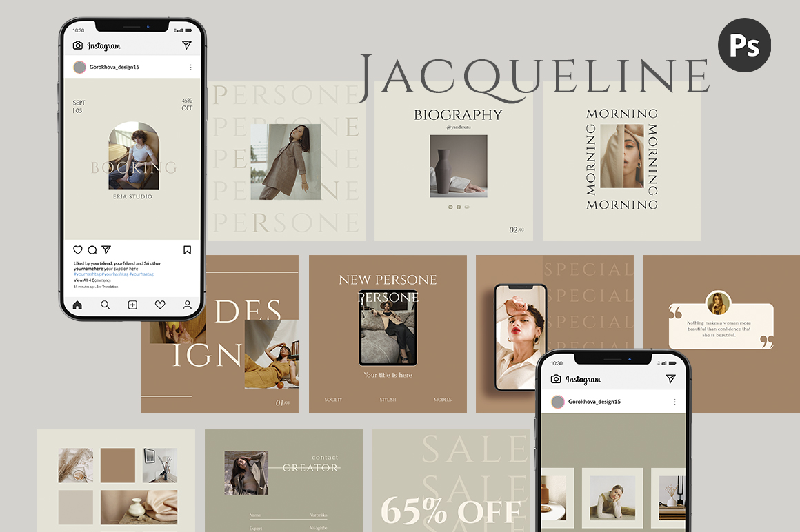 Jacqueline Instagram Templates - Post and Stories