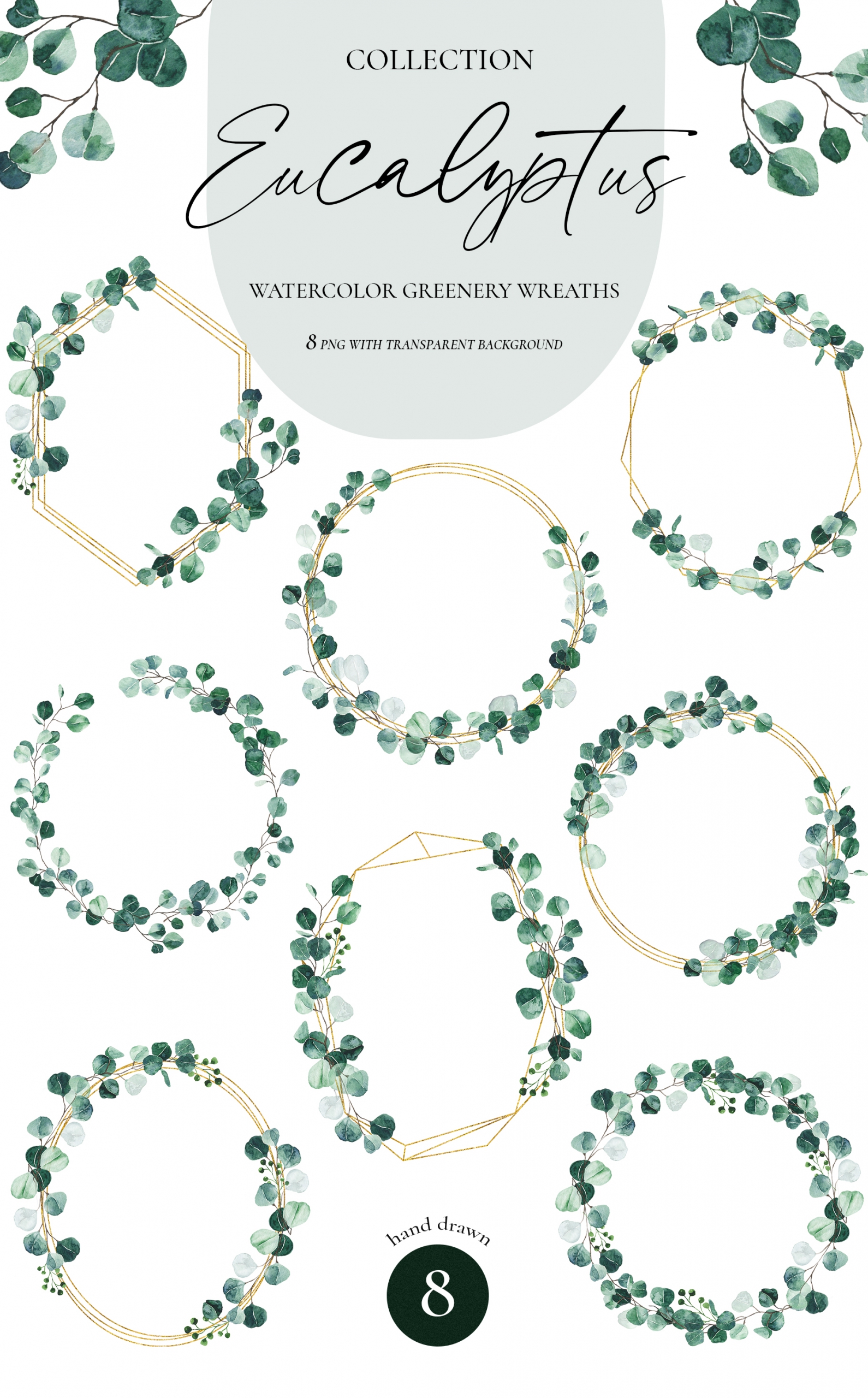 Watercolor Eucalyptus Greenery Set