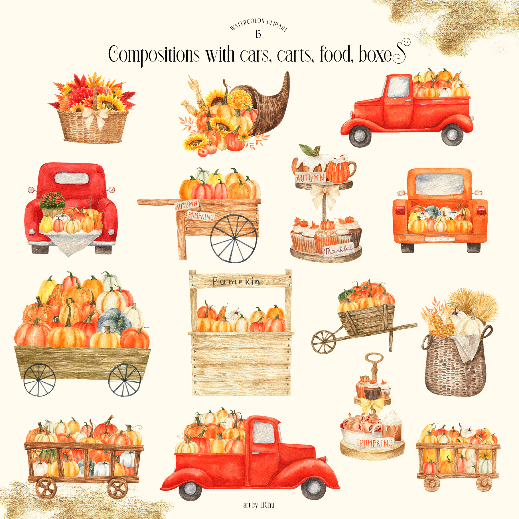 Thanksgiving Watercolor Fall Clipart Collection