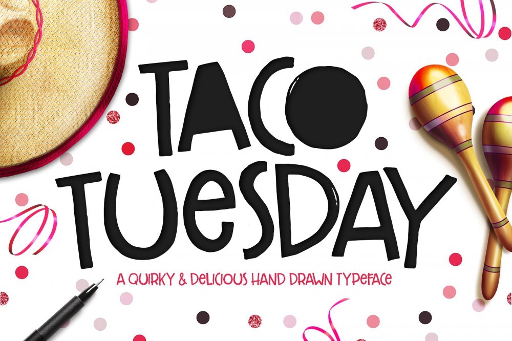 Taco Tuesday Food Font