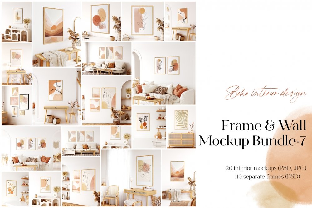 Frame Wall Mockup Bundle 7