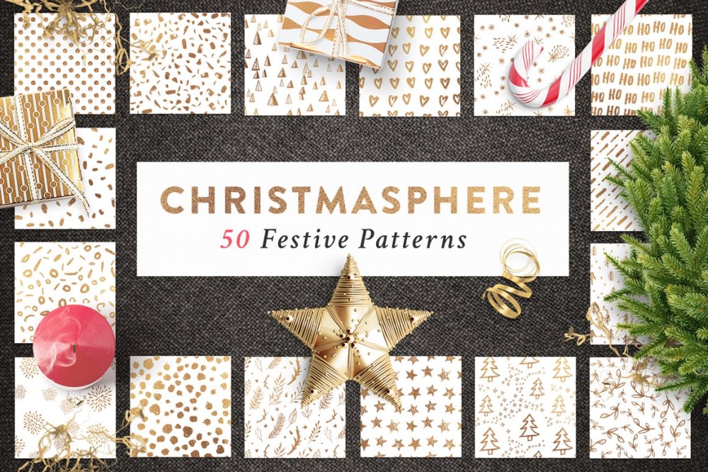 50 Christmas Seamless Patterns