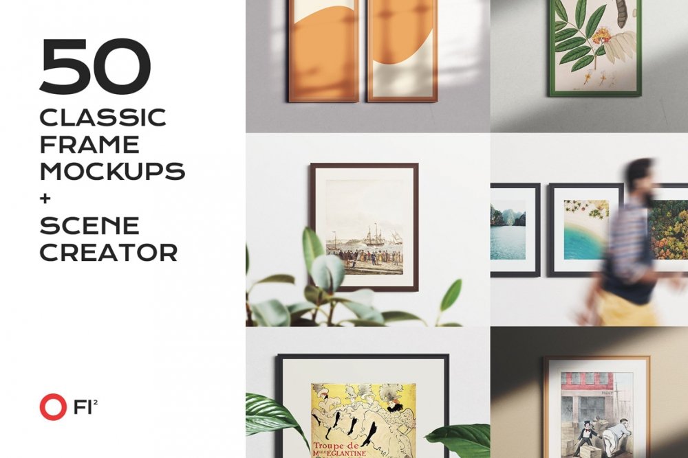 50 Classic Frame Mockups & Scene Creator