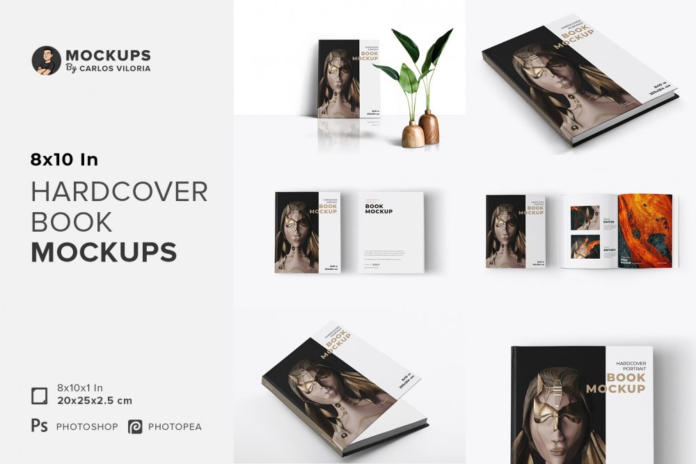 8×10 In – Hardcover Book Mockups