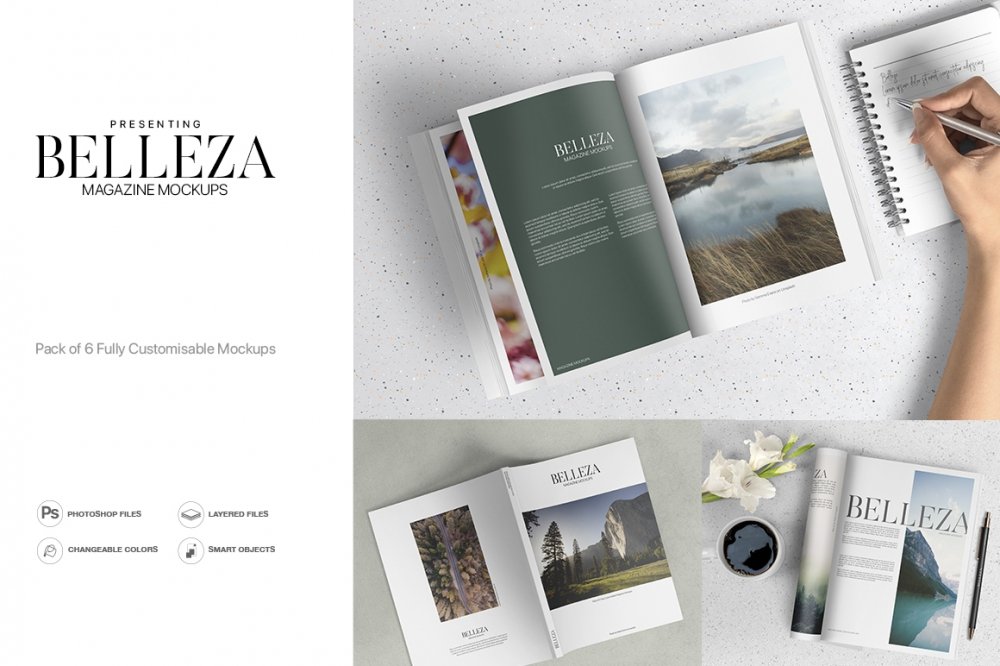 Belleza – A4 Magazine Mockups Pack