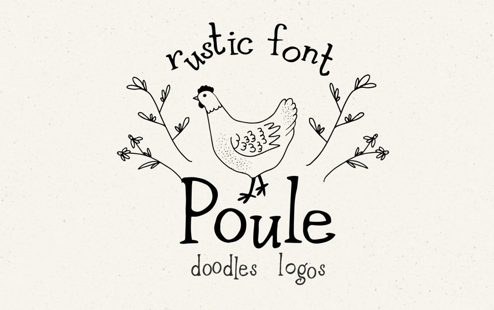 Poule Rustic Serif Font Doodles 8 Logos Farmhouse Font