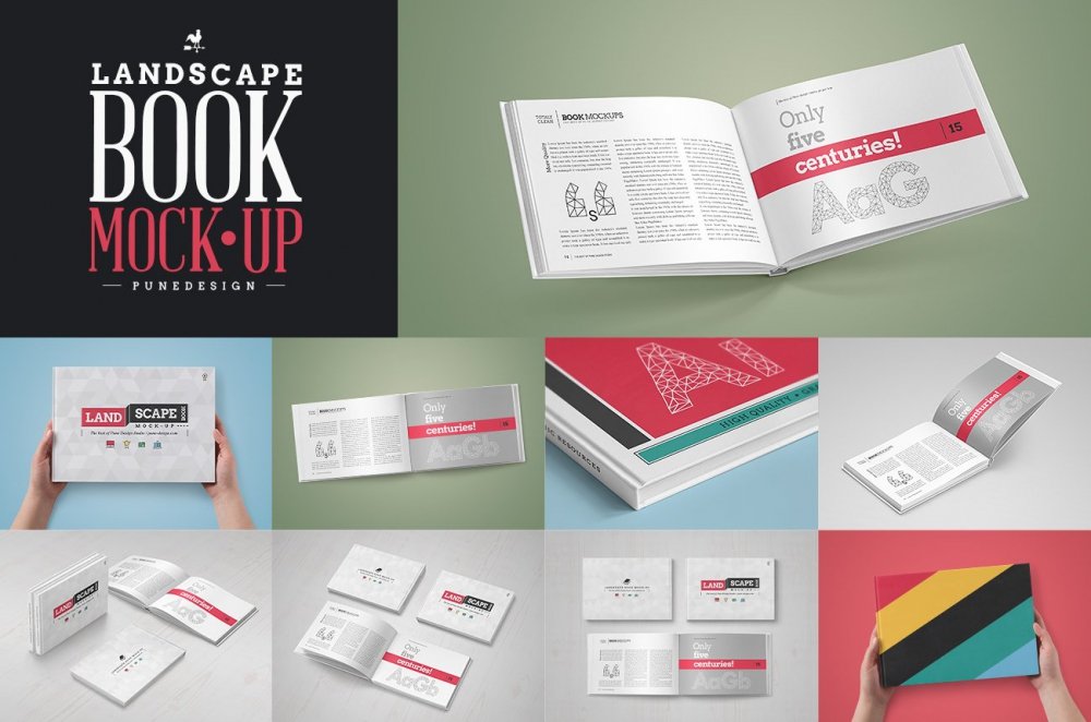 Landscape Book Mock-Up Set