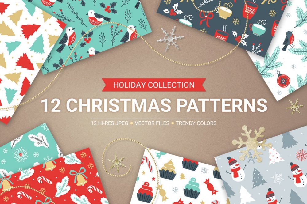 12 Christmas Seamless Patterns