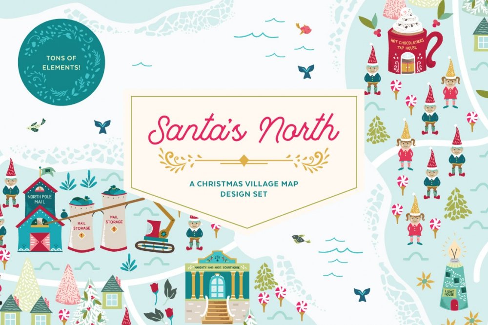 Santa’s North Christmas Village Map Design Se