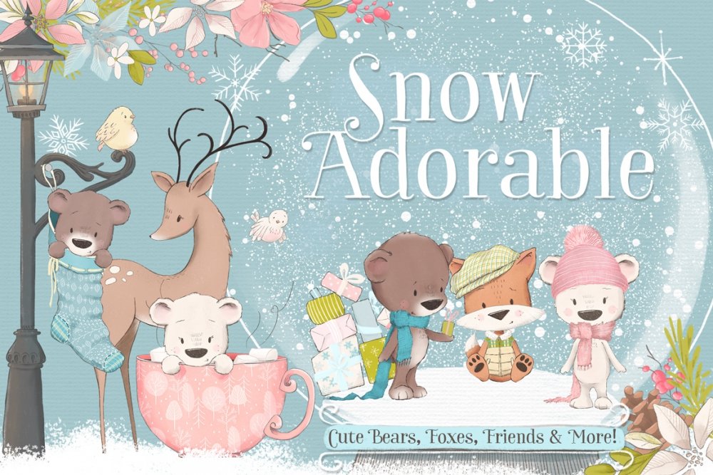 Snow Adorable Winter Illustration Clipart Kit