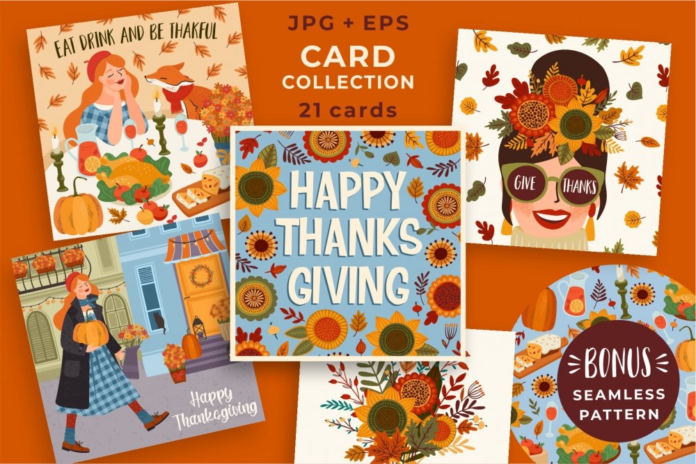 Thanksgiving Square Card Collection