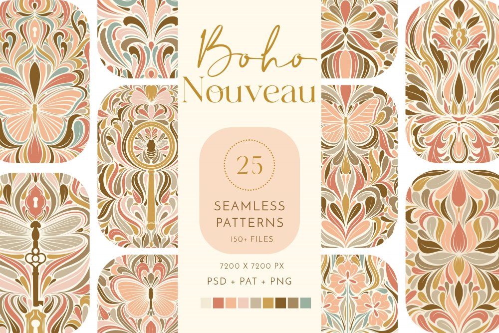 Boho Nouveau Seamless Pattern Collection