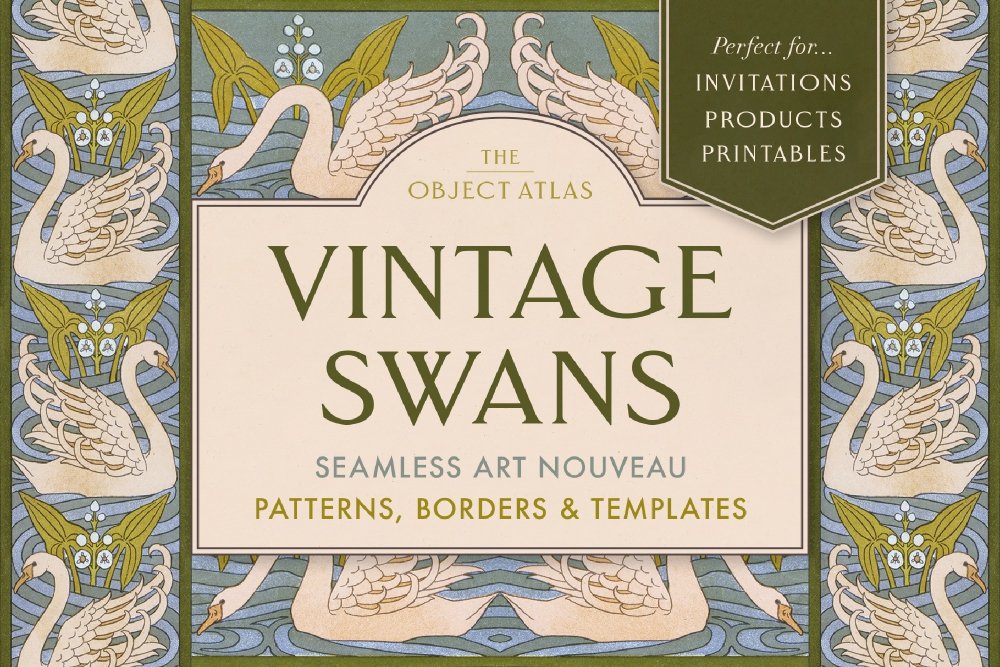 Vintage Swans Seamless Pattern