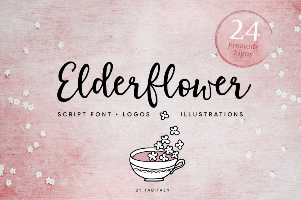 Elderflower Script Font, Logos & Illustrations