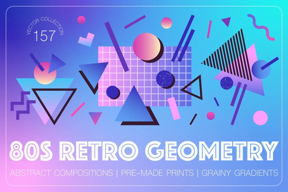 80s Retro Geometry And Gradients Vector Collection