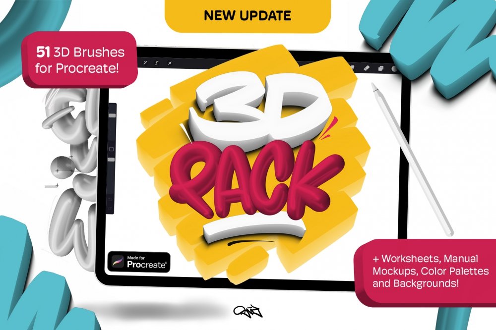 3D Pack – 3D Like Brushes For Procreate