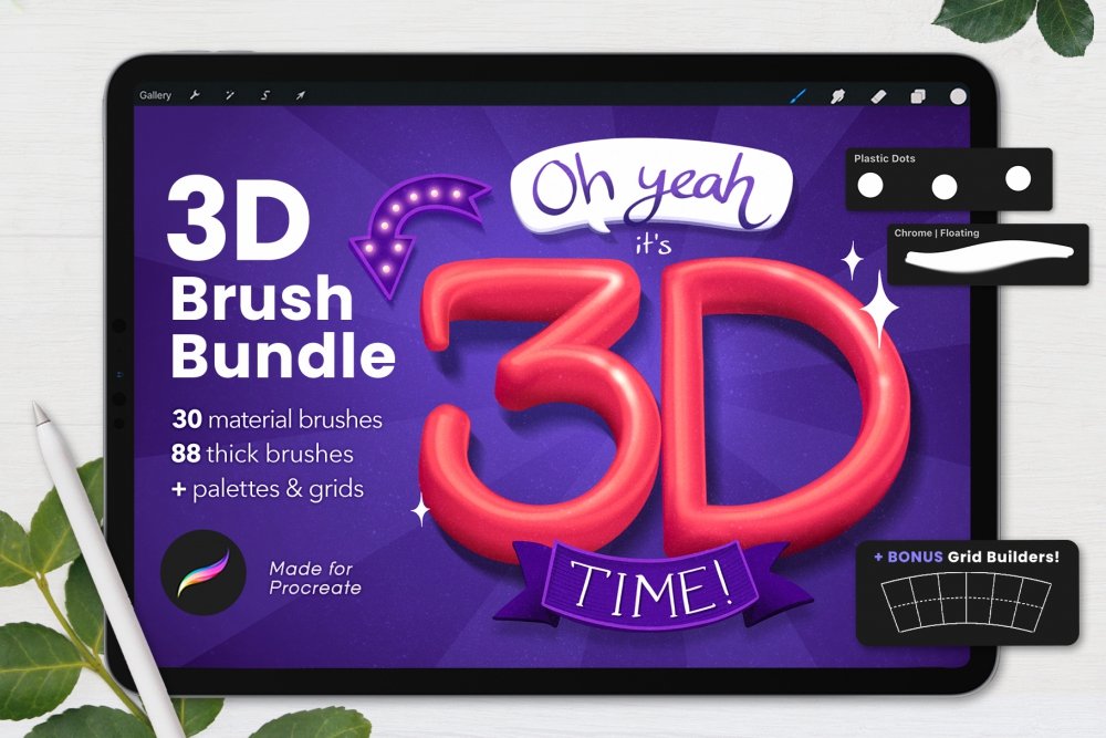 3D Brush Bundle For Procreate