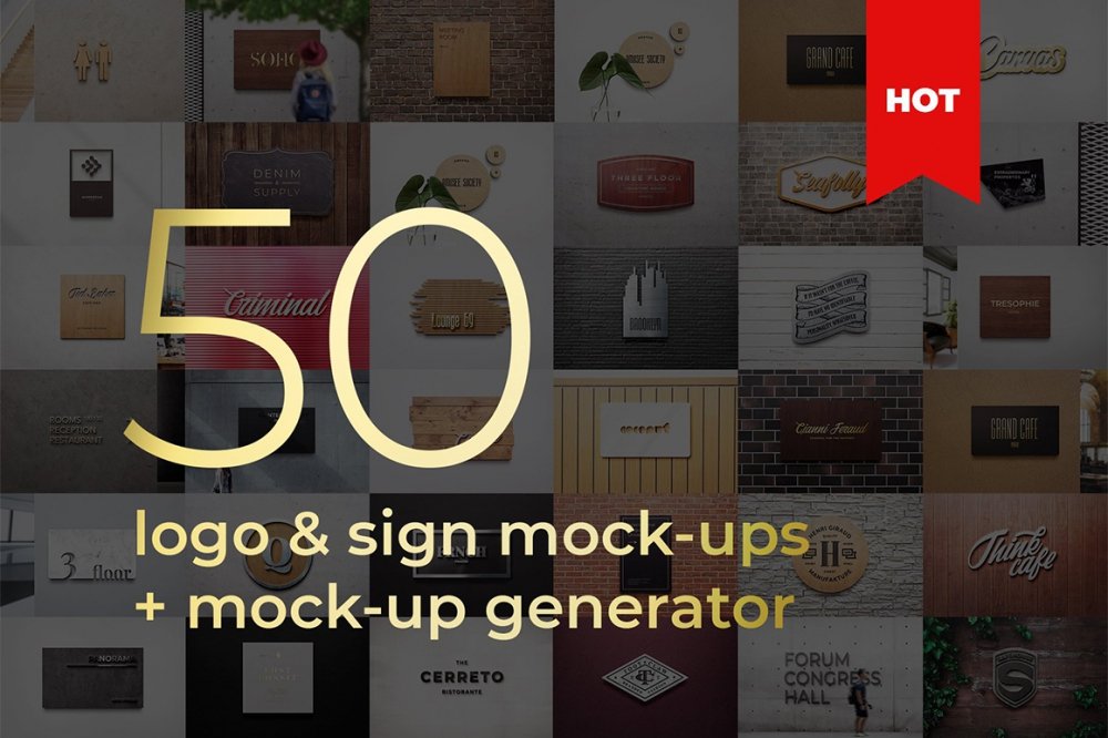 Logo Sign Mockup Generator 3D Branding Bundle
