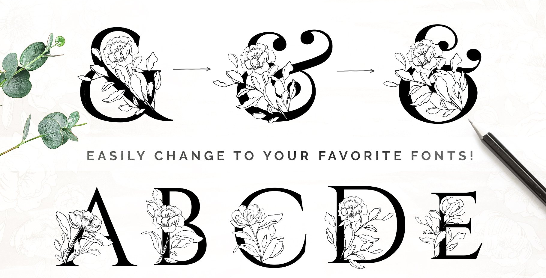 White Bloom Collection Floral Alphabet And Logos