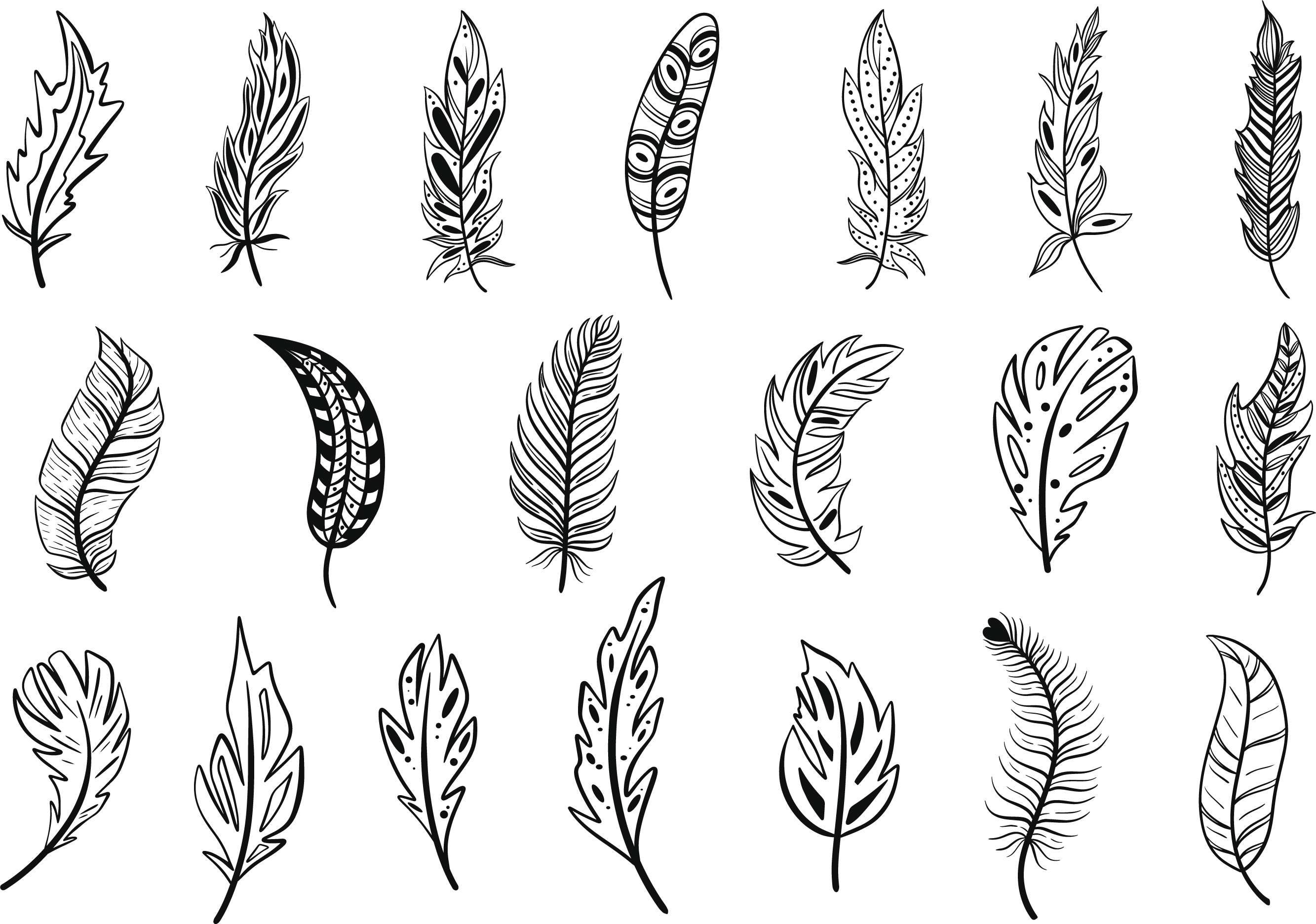 Gold Decorated Feathers Clipart - Design Cuts