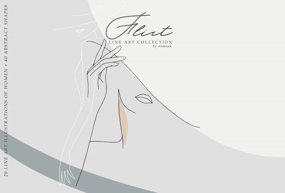 Flirt Line Art Women and Abstract Shapes