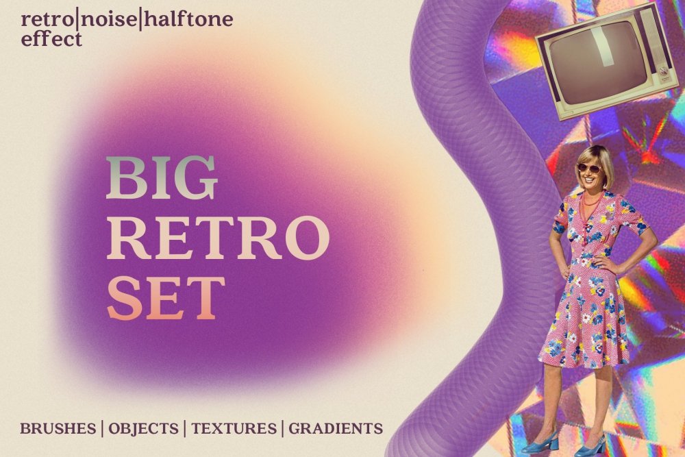Retro Set Effects Brushes Gradients