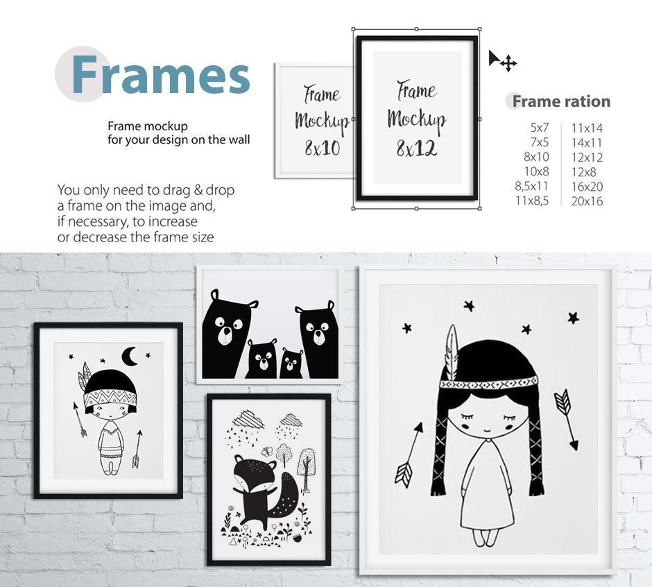 Kids Wall & Frames Mockup Bundle 1