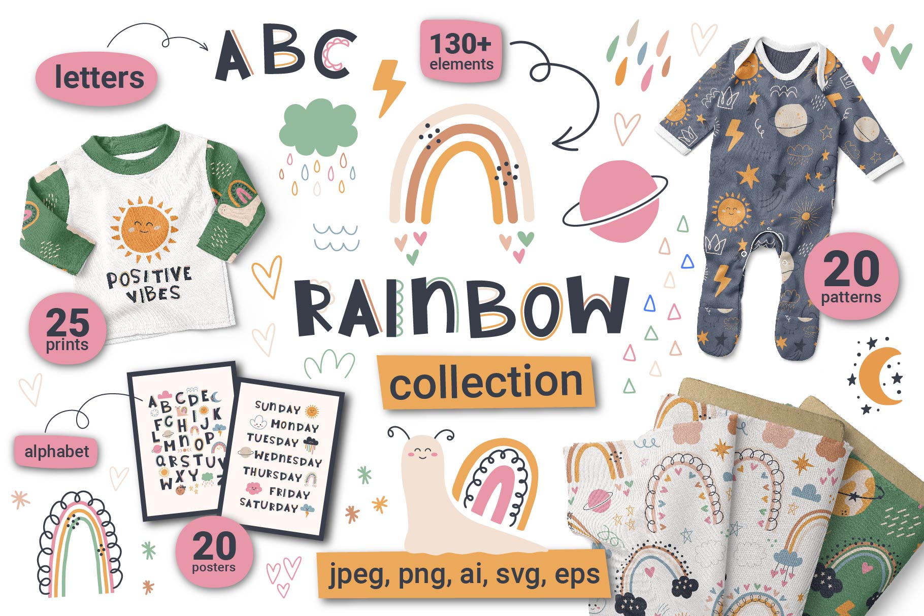 Boho Rainbow Collection For Kids - Design Cuts