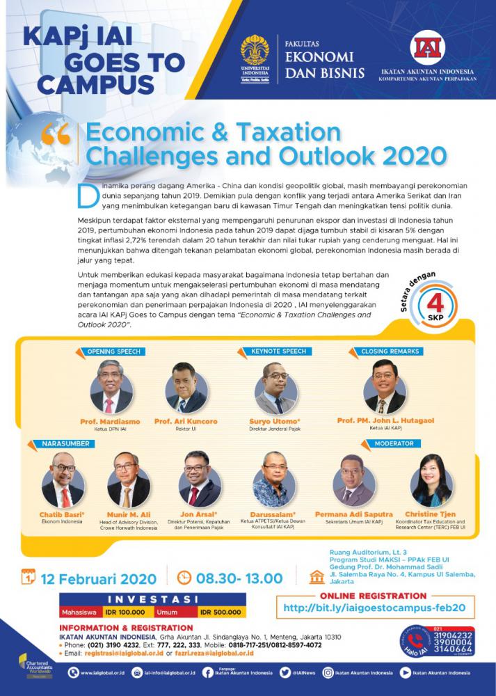 Yuk Datang! KAPj IAI Gelar Outlook Pajak dan Ekonomi 2020