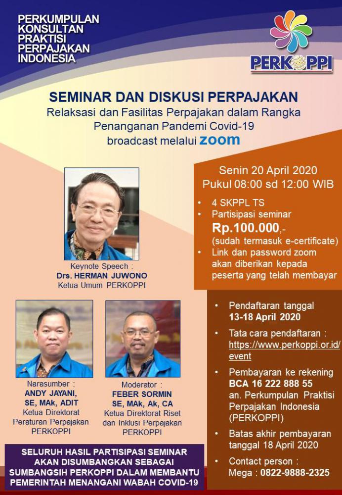 Perkoppi Gelar Seminar Online Soal Fasilitas Pajak Penanganan Covid-19