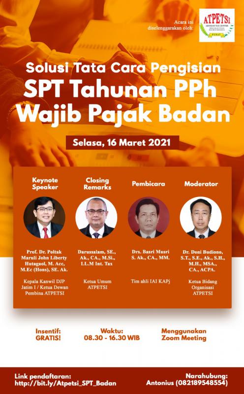 Atpetsi Gelar Webinar Pengisian SPT Tahunan PPh Badan, Tertarik?