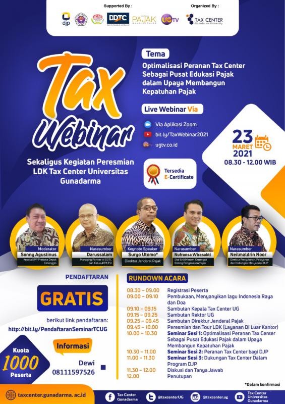 Universitas Gunadarma Gelar Webinar Pajak Gratis, Berminat?