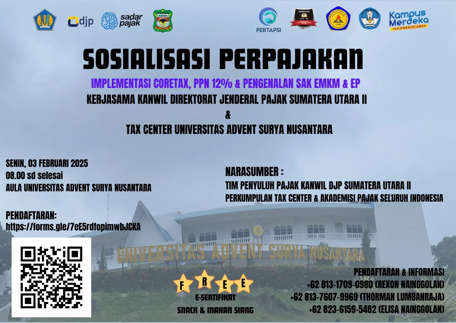 Gratis untuk Umum! Sosialisasi Soal Coretax, PPN 12%, dan SAK EMKM-EP