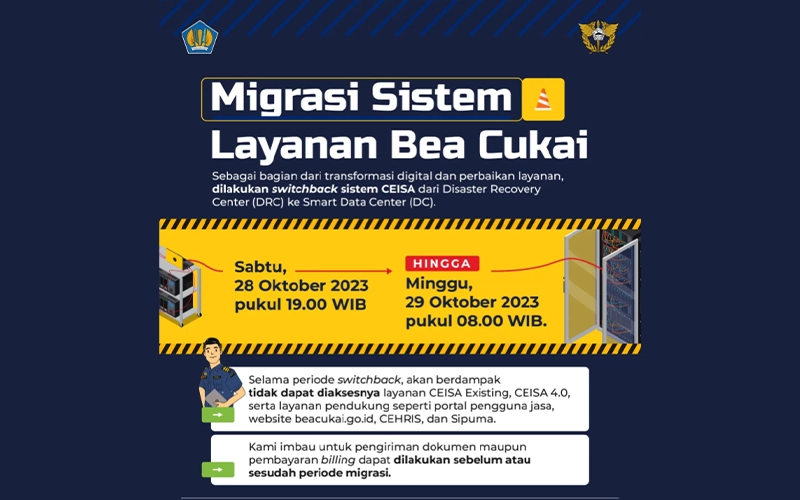 Pengumuman! Ada Migrasi Sistem Bea Cukai pada Malam Ini