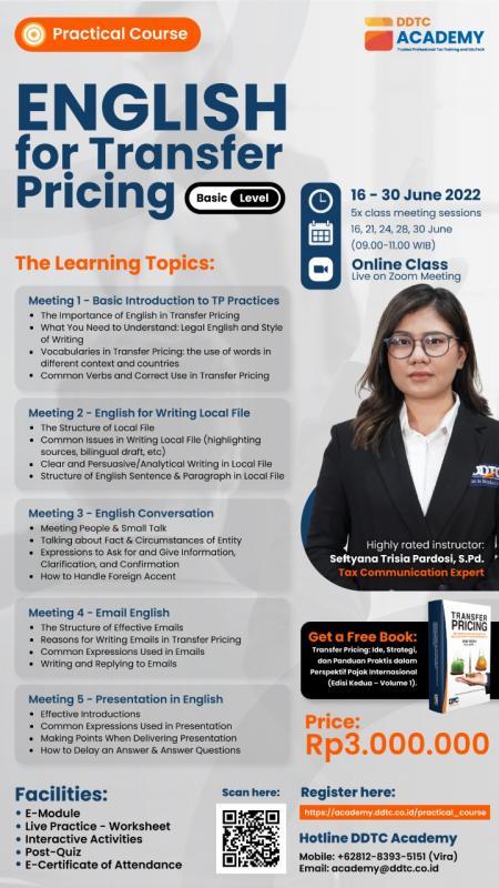 Program Terbaru DDTC Academy! English for Transfer Pricing