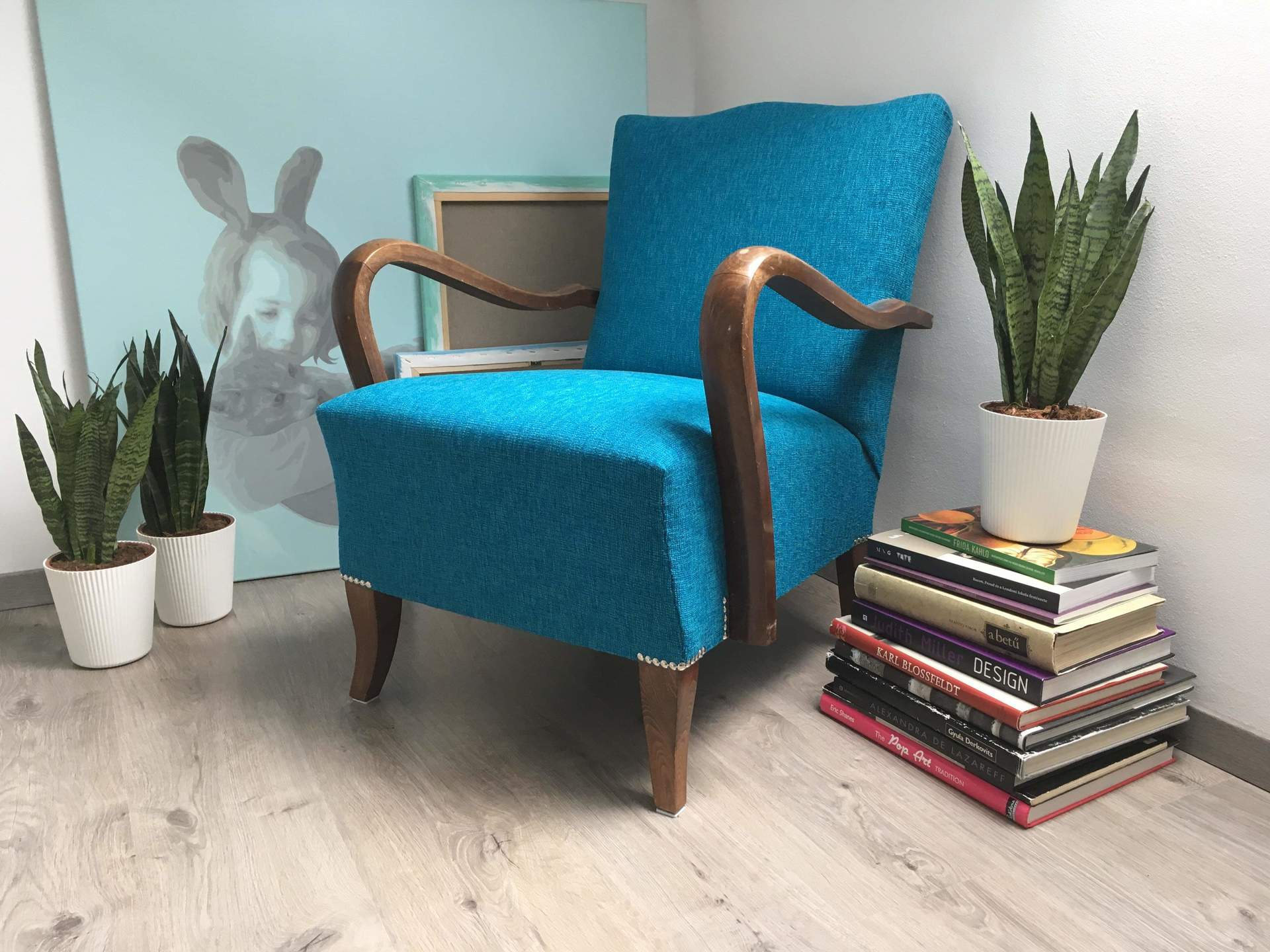 Tiefblauer art-déco-sessel - Tiefblauer Art-Deco-Sessel