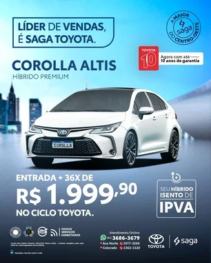 Corolla Altis Hybrid Premium - Líder de Vendas e Saga Toyota!!! Corolla Altis HV Premium 0km!!! Corolla Altis Hybrid Premium - Líder de Vendas e Saga Toyota!!! Corolla Altis HV Premium 0km!!!