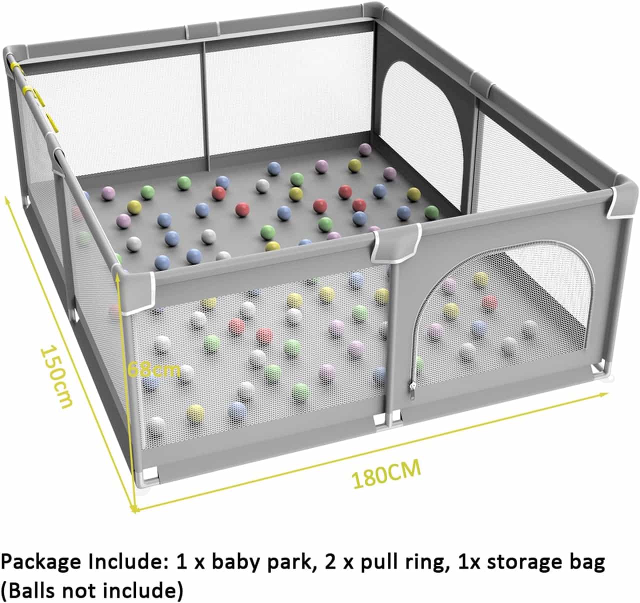 Lekhage för barn 150 x 180 cm grå