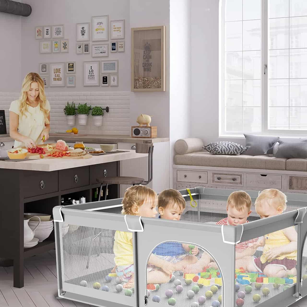 Lekhage för barn 150 x 180 cm grå