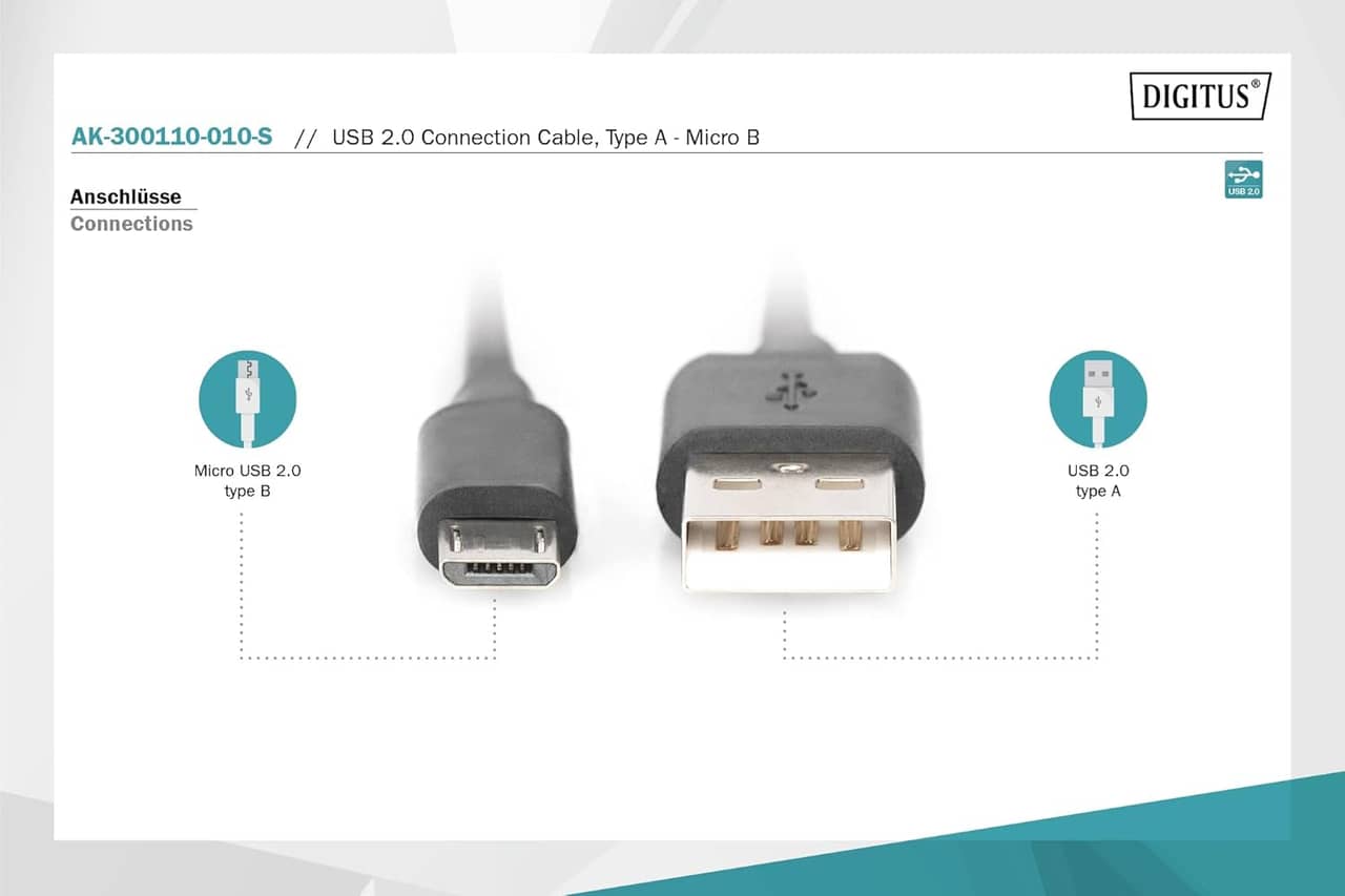 DIGITUS USB 2.0  USB-A till Micro-B USB-kabel hos Amazon